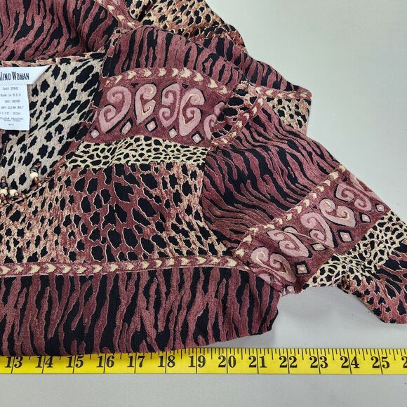 VTG Piccalino Womens Plus One Piece Shirt Dress Size 22W Maxi Animal Print Beads - Picture 8 of 11